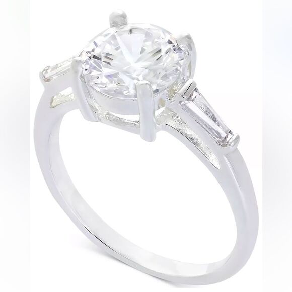 New in box CHARTER CLUB Silver-Tone Crystal Engagement Ring - Picture 1 of 3